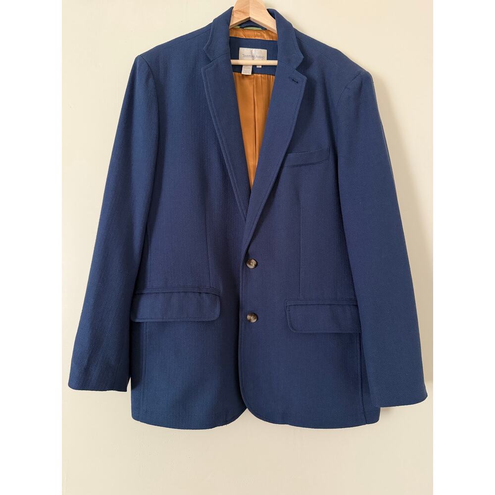 Territory Ahead Men's 100% Silk Blazer Lined 44R Navy Blue Sport Coat Jacket
